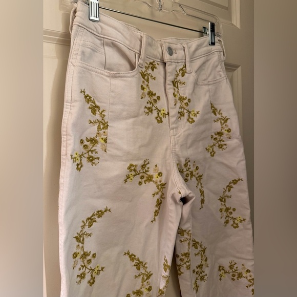 Pilcro Heritage Curve Mid-Rise Tapered Barrel Jeans, White Embroidered, 25 - Picture 7 of 15